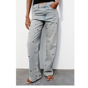 Zara high waist ring trim jeans